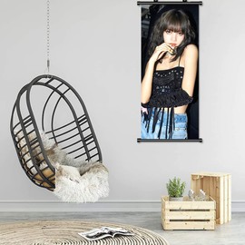 TuYines Blackpink Poster, Blackpink Merchandise, Blackpink Scroll Picture, BlackPink Fan Item, Blackpink Lisa Poster, Scroll Poster, Blackpink Gift, Fabric Poster for Wall Decoration 70 x 30 cm
