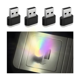 FALVFUN 4PCS USB LED Car Interior Atmosphere Lamp, Portable Plug-in Mini Vehicle Night Light, Automotive Trunk Ambient Lighting Decoration Kit, Universal for SUV Sedan Truck (Multicolor)