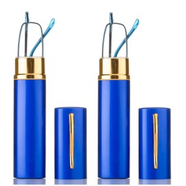 2 Packs Tuber Reader Pocket Reading Glasses in Aluminum Case Blue +3.25