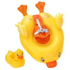 Swimbobo Inflatable Baby Swimming Float with Safe Bottom Support for Safer Swims Size Improved Infant Pool Floaties Swimming Pool Toys (Yellow, L)