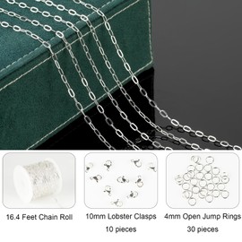 Jabogrii 16.4 Feet Paperclip Jewelry Making Chains Silver Plated Brass Chain Bulk DIY Jewelry Findings Craft Chain for Jewelry Making