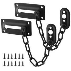 Moicstiy 2Pack Door Chain Locks, Black Door Guard Chain Latch Child Proof Latch Lock with Screws for Inside Door