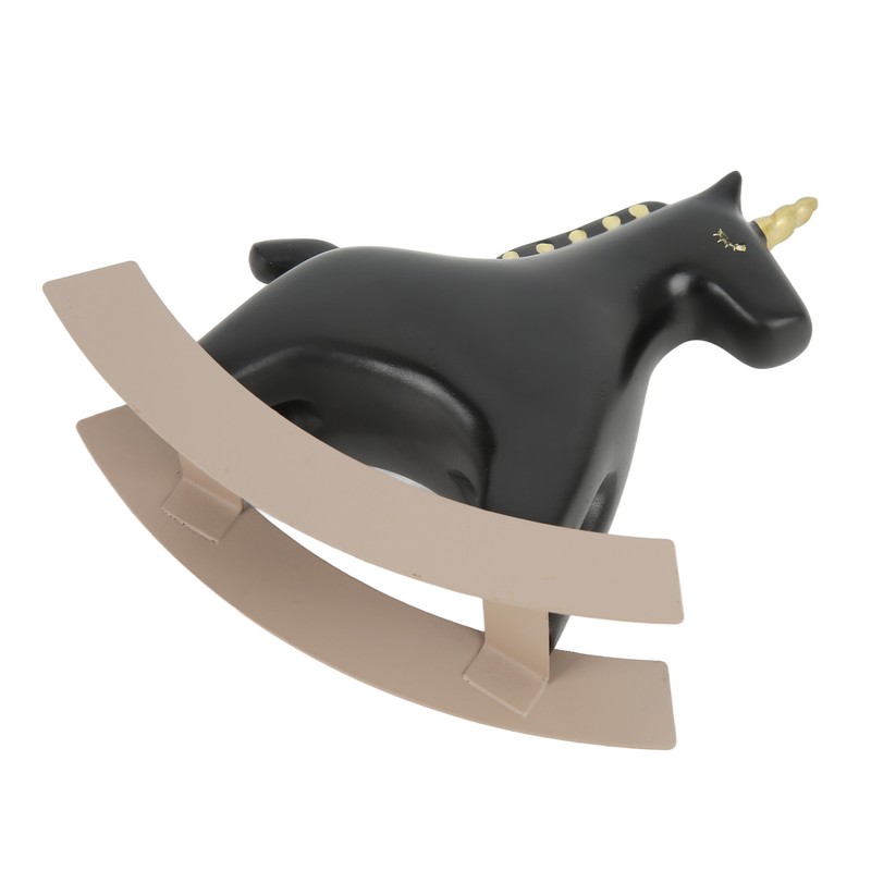 Rocking Horse Statue Black Small 13.5x4.5x14.5cm/5.3x1.8x5.7 Decorative Horse Sculpture Crafts