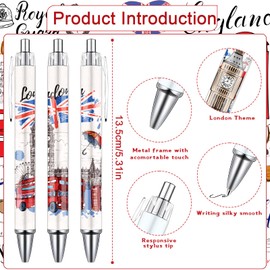 Luvart London Ballpoint Pens Set - 24PCS London Souvenirs Gifts British Union Jack Souvenirs Gifts from UK London Travel Bus Soldier Retractable Ballpoint Pens for Office School Supplies Traveler Gift