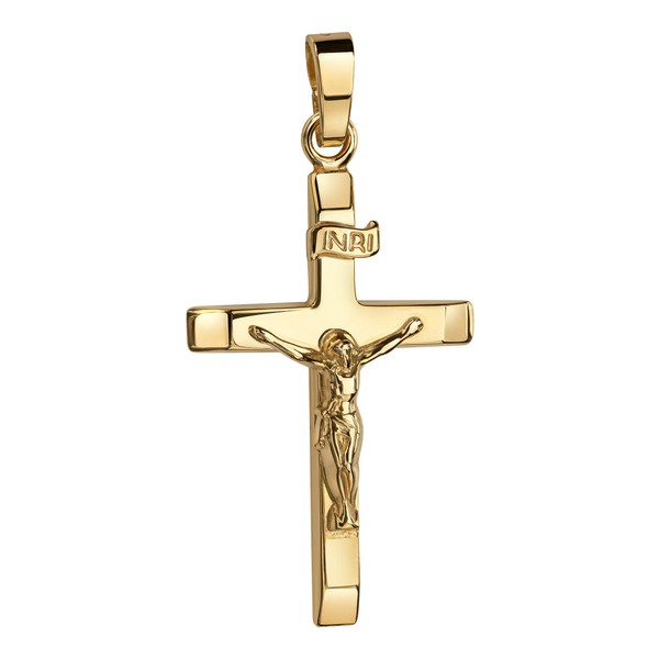 JEVELION Gold Cross Pendant Crucifix Jesus Christ with INRI Engraving