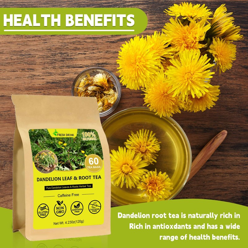 Dandelion Leaf & Root Tea bags, 100% Pure dandelion root