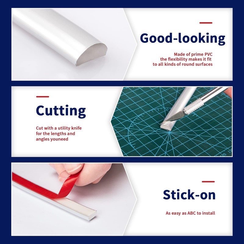 Art3dwallpanels 10 Ft Peel and Stick Trim for Backsplash Tile