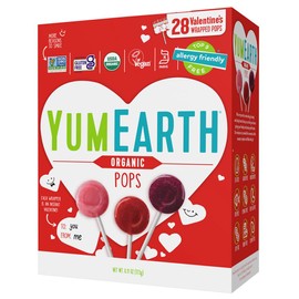 YumEarth Organic Pops Valentine Variety Pack - Fruity Lollipops - Gluten Free Snacks for Kids - Allergy Friendly, Non-GMO, No Artificial Flavors or Dyes - Assorted Flavors, 6.11 oz (Pack of 28)