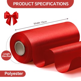 ​​ihaspoko 15 cm Wide Satin Ribbon Red - 20 m Gift Ribbon for Gift Wrapping, Weddings, Crafts | Ribbon for Cards, Decoration & Wedding Cars