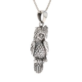 Jewelry Trends Perching Owl Bird Sterling Silver Animal Pendant Necklace 18"