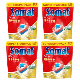 Somat Gold Dishwasher Tabs - 400 Tabs XXXL Pack, Dishwasher Tabs for Radiantly Clean Dishes, Even at Low Temperatures, Extra Strength Against Dried Items