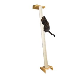 SHENGOCASE Modern 78.7“ Tall Leaning Cat Tree Tower Scratching Post Pillar with Bed Perch, Wall Mounted Cat Shelves for Window (Sisal Cover)