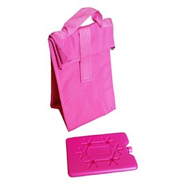 H&B Foldable Insulated Bag, Cooler Bag 25 x 17 x 14 cm, Insulated Bag with Ice Pack (Pink)