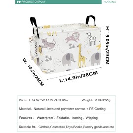 FANKANG Storage Bins, Nursery Hamper Canvas Laundry Basket Foldable with Waterproof PE Coating Large Storage Baskets for Kids Boys and Girls, Office, Bedroom, Clothes,Toys(Rec-Lovely Animals ）