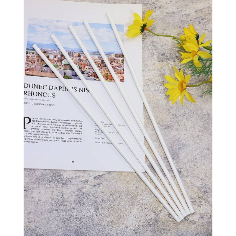 PPhtony 50Pcs Cotton Candy Sticks 13.8 inch Solid White Cotton
