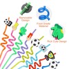 Tibapla 16 Pcs Soccer Themed Straws, 25cm Curly Drinking Straws