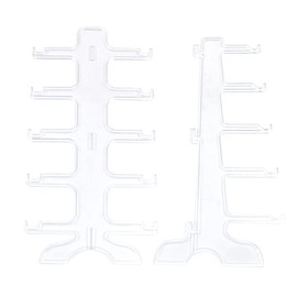 Alnicov 5 Pairs Glass Stand Sunglass Holder Glasses Rack Display Organizer Sunglasses Frame Shelf Show case(Clear)