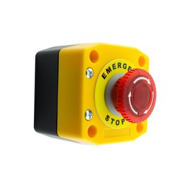 Alpinetech B1MBL Illuminated LED Red 22mm 1NC Push Button Emergency Stop Switch with Control Box (12V DC)