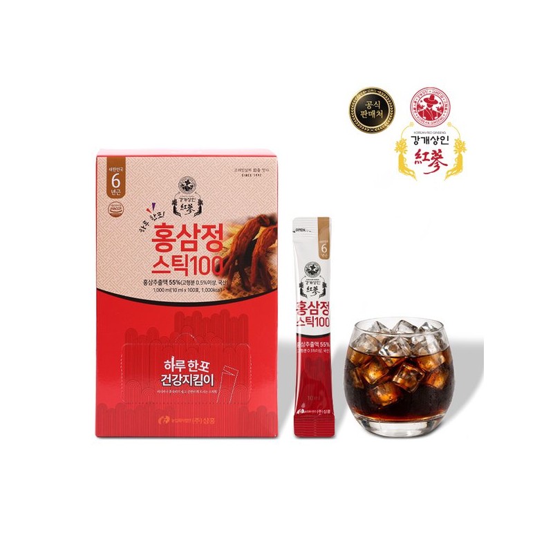 강개상인 홍삼정스틱100(10ml x 100포) 6년근 하루 한포 온 가족을 위해