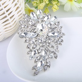 EVER FAITH Women's Marquise Austrian Crystal Wedding Flower Leaf Bouquet Brooch, Crystal, N/A