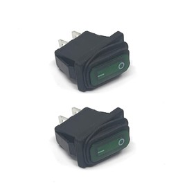 2Pcs Waterproof Rocker Toggle Switches ON/Off SPST 2 Pin Position Green KCD3, GREEN 2PIN