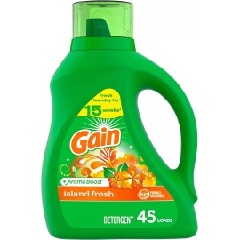 Gain + Aroma Boost Laundry Detergent Liquid Soap, Island Fresh Scent, 45 Loads,