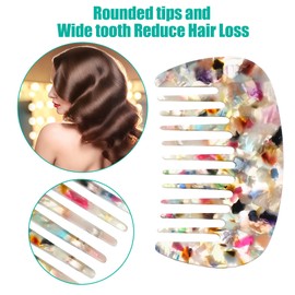 VOCOSTE Hair Comb Wide Teeth Anti-Static Pocket Comb for Thick Curly Hair Care Tangle Remover Wet and Dry Multi-Color