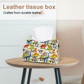 2 Pack Tissue Box Cover Holder, Colorful Skulls Rectangle Leather Tissue Case, Decorative Organizer for Tabletop, Bathroom, Car, Office