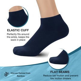 Bamboo Ankle Socks Men Ankle length athletic sock Comfort Cool softy Low Cut Sock (Navy Blue, X-Large)
