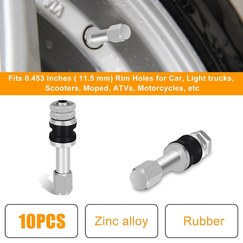 GEARZAAR 10x Stainless Steel Wheel Tire Valve Stems Hight Pressure