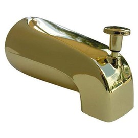 LASCO 08-1059 4 in 1 Fits Most Connection Bathtub Spout with Diverter Style, Polished Brass Finish
