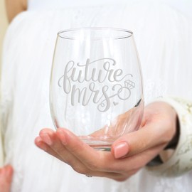 Future Mrs With Ring Stemless Wine Glass - Future Mrs Gift, Getting Married Gift, Wedding Gift, Engagement Gift, Bride To Be Gift