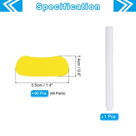 PATIKIL 48 Pairs Sports Eye Black Stickers, Under Eye Black Strips Football Face Stickers Breathable Eyeblack Sticker with 1 Pcs White Pencil for Baseball Fans on Game Day, Yellow