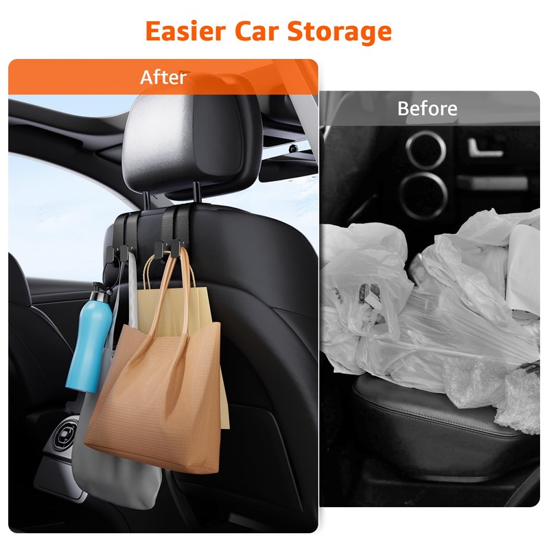 Geyrut Headrest Hooks For Car, Multifunctional Purse Hook Leather Seat