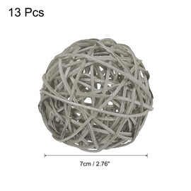 sourcing map 13 Pcs Wicker Rattan Balls, 2.8inch Wood Decorative Balls Vase Fillers for Centerpiece Bowl Orbs Fillers Tree Wedding Home Decor, Light Grey