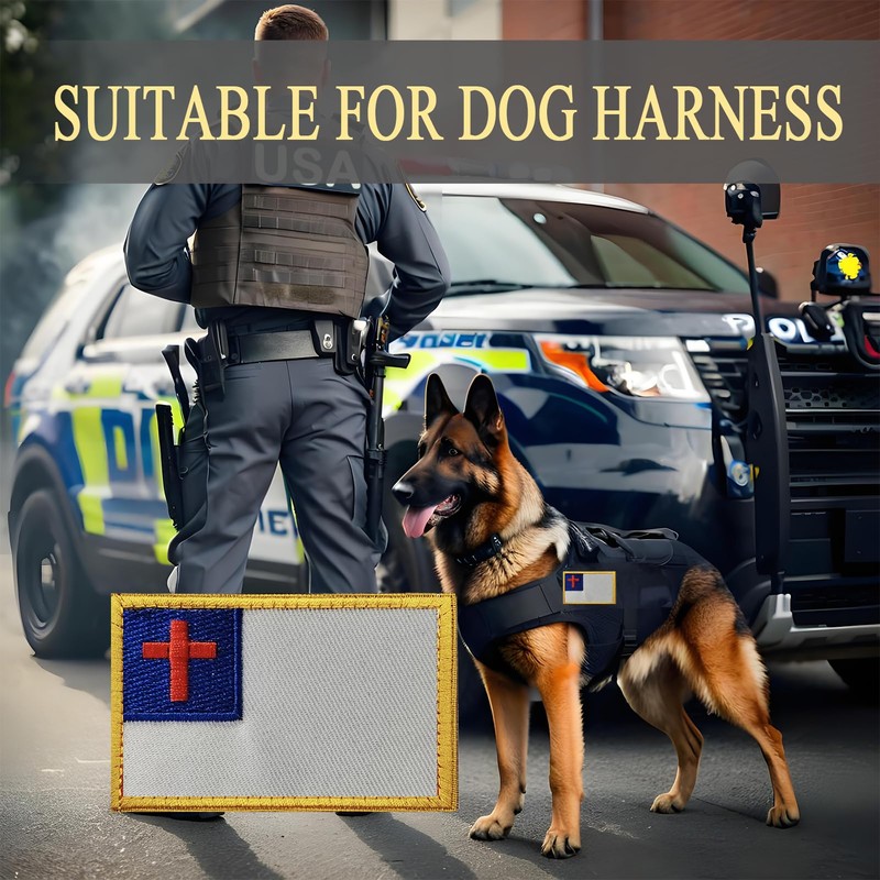 2PCS Cross Flag Patches Embroidered Morale Patch Hook and Loop