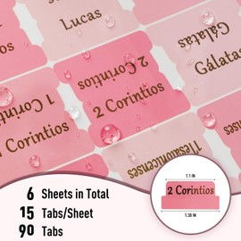 Spanish Bible Tabs for Women, Gold Foiling Pestañas para Biblia en Español, 90 Elegant Index Tabs, Luxury Separadores de Biblia en Español, Durable Spanish Bible Accessories, Pink