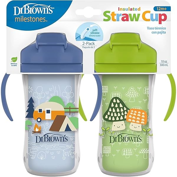 Dr. Brown's Milestones Insulated Sippy Cup with Straw and Handles,