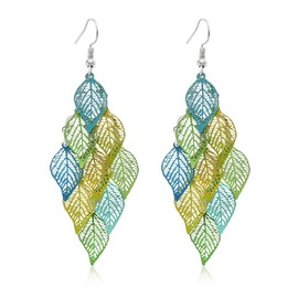 Leaf Dangle Earring for Women Boho Super Lightweight Chandelier Dangle Drop Earrings,Green tone