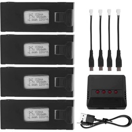 Accessories 3.7V 1800mAh Li-po Batteries(4PCS) with 4-in-1 Charger for E88 E88PRO E88MAX E525 E99 E99PRO P1 P5PRO K3 S1 P8 RC Drone Spare Battery
