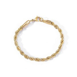 TREE NEST Pulsera de Trenzado para Hombres y Mujeres,Kpop Punk Hip Hop Cadena Trenzada de de Acero Inoxidable,Plata/Oro,Regalo de Joyería para Hombres y Adolescentes 50072G