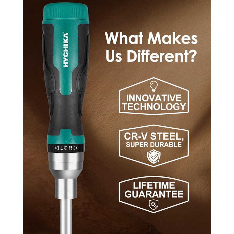 HYCHIKA Ratcheting Screwdriver 16-in-1, Magnetic Ratchet Screwdriver Set, Screw Driver