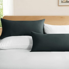 RUIKASI Cushion Cover 40 x 80 cm Cotton Set of 2 - Pillowcase 40 x 80 cm Grey with Zip Cover for Cushions 40 x 80 cm Anthracite, Cotton Pillow Cover Pillowcase