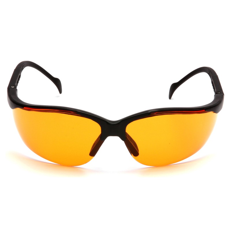 Pyramex Venture II Safety Eyewear, Orange Lens With Black Frame