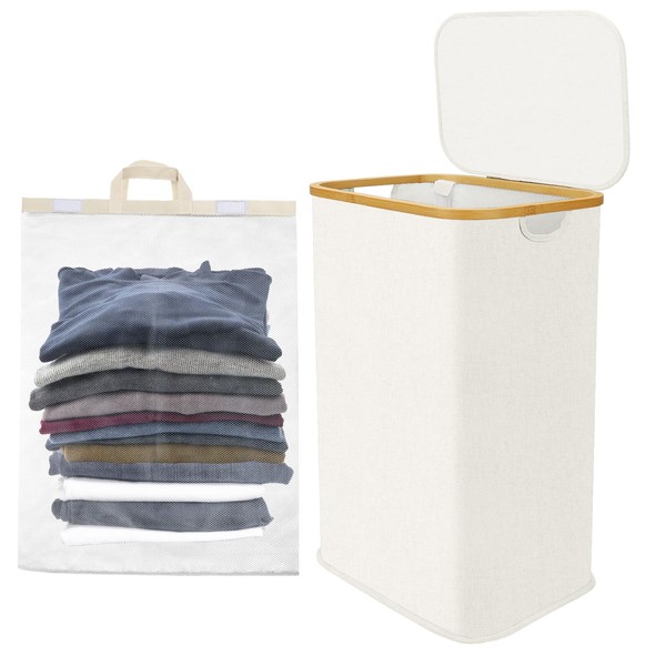 RICOJYCX 110L Collapsible Laundry Baskets with Lid, Laundry Hamper with