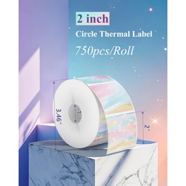 Gloryang 2" x 2" Thermal Labels - 750 Labels/Roll, Compatible with JADENS, Nelko, Phomemo, Label Printers, Waterproof, Oilproof, BPA-Free, Easy to Peel, for Home, Office, and Small Business, Rainbow