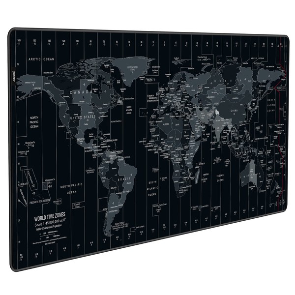 JIALONG Mouse Pad Large Gaming Desk Mat Extended Mousepad with Personalized Design Keyboard Pad for Laptop, Computer and PC - 35.4 x 15.7 inches Black World Map