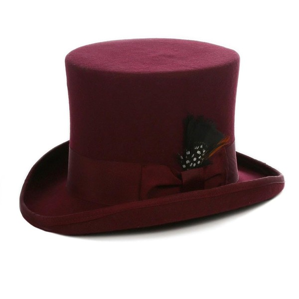 Ferrecci 100% Wool Top Hat Satin Lined with Grosgrain Ribbon