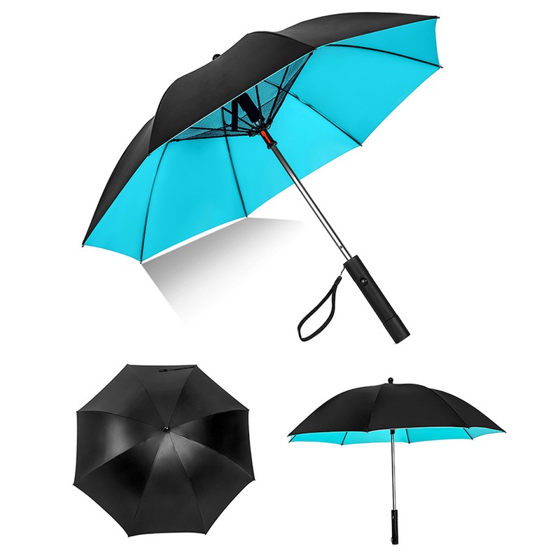 Cooling Fan Umbrella UV Guard Sun Blocking 2600mAh USB Rechargeable