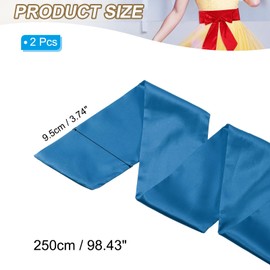 PATIKIL Satin Sash Belt, 2 Pcs Wedding Party Bridal Blank Satin Waist Belts Prom Accessory for Graduation Birthday Decoration DIY Accessory Homecoming, Dark Blue